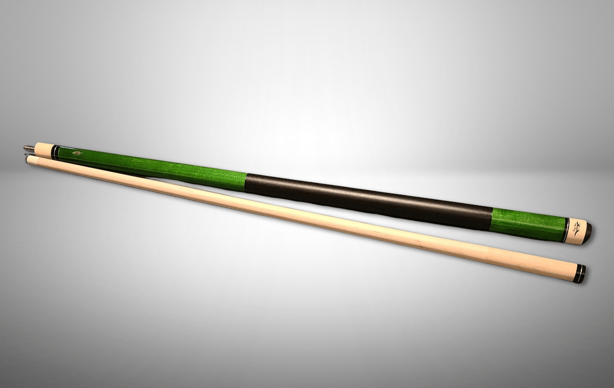 green 2-piece pool cue